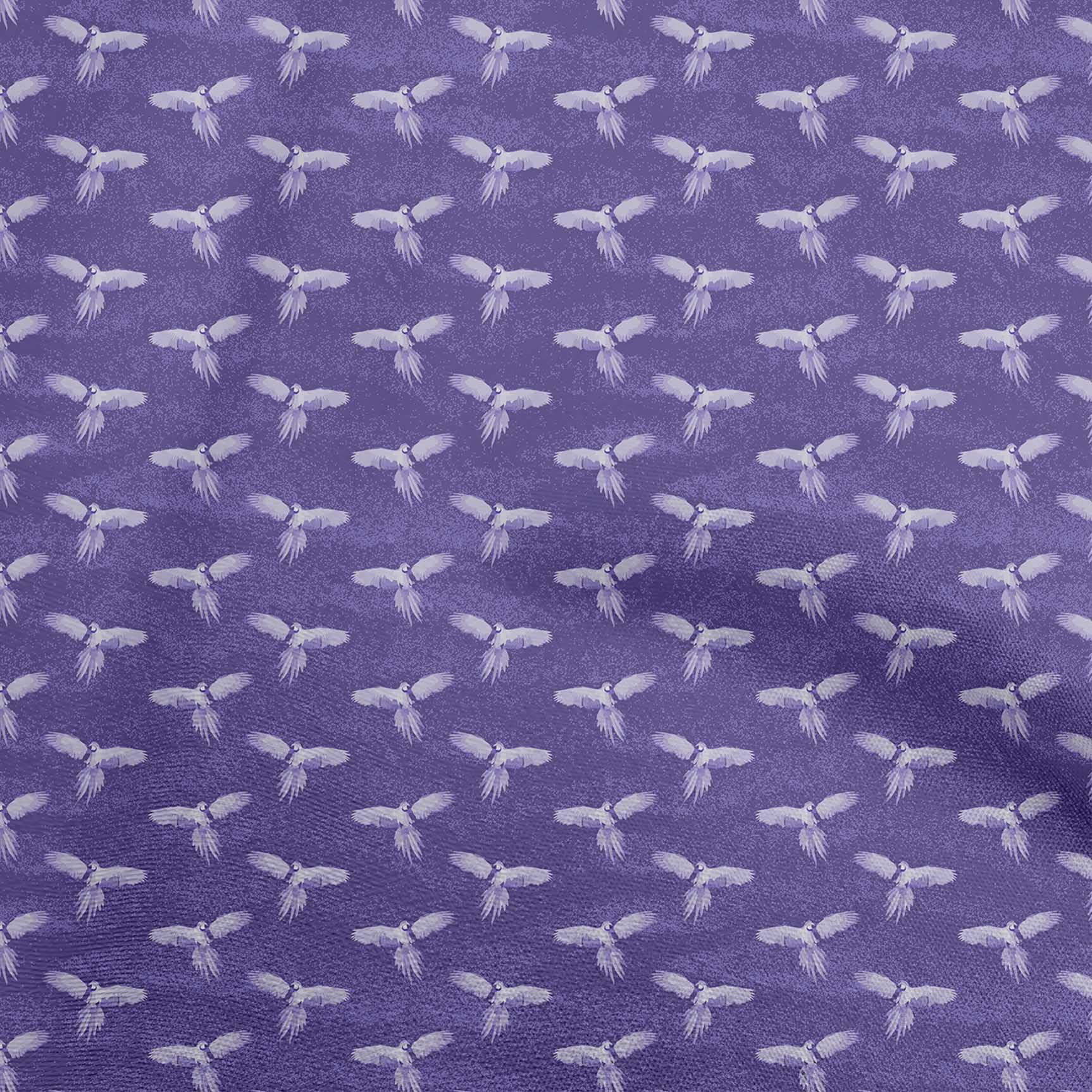 oneOone Georgette Viscose Fabric - Medium Blue Parrot Print - 42 Inch Wide - DIY Sewing Supplies for Clothing & Home Decor | Perfect for Dresses, Scarves, and Craft Projects