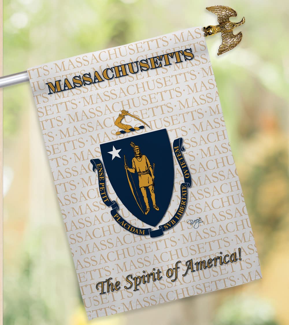 Massachusetts Americana House Flag Set 28x40