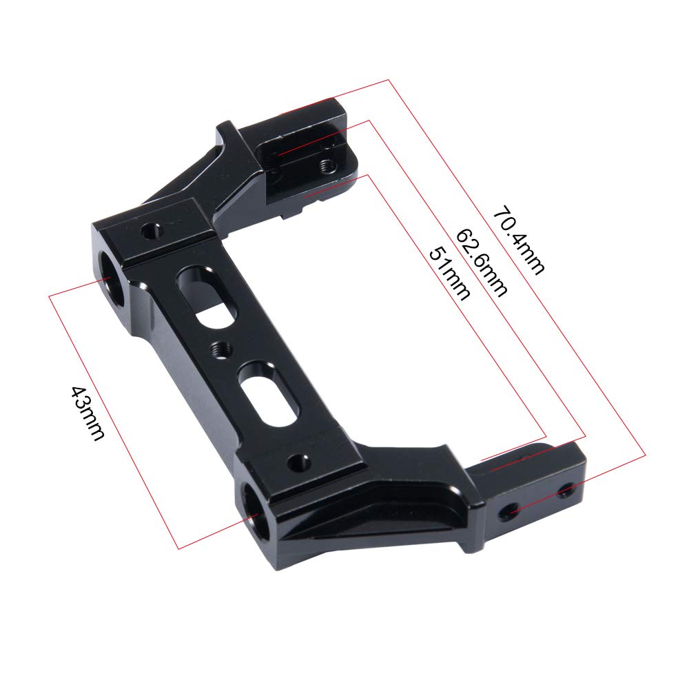 AXIAL SCX10 II 90046 CNC Aluminum Alloy Rear Bumper Mount Servo Stand for 1/10 RC Crawler Car - Black | Off-Road Rock Crawling & Trail Driving Accessory