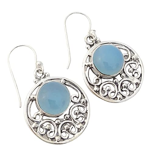 925 Sterling Silver Chalcedony Gemstone Earrings - Handmade Dainty Jewelry for Women - Perfect for Weddings, Parties & Everyday Wear