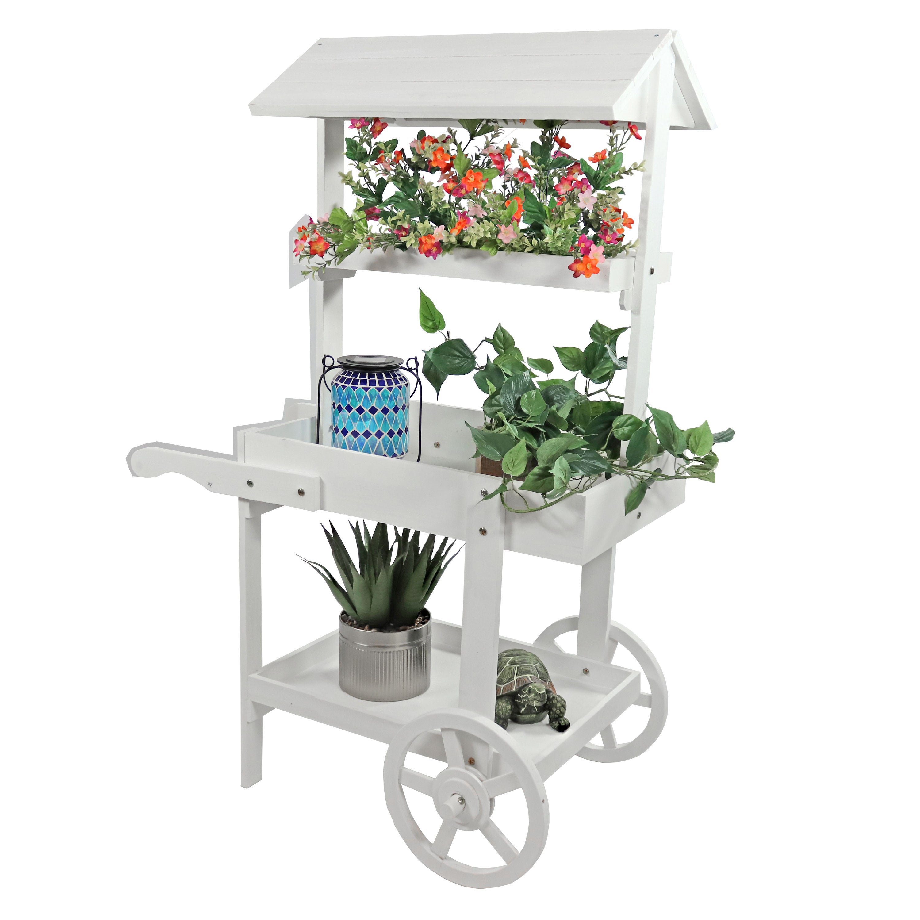 Sunnydaze Country Market Flower Cart Display Stand - 49.25