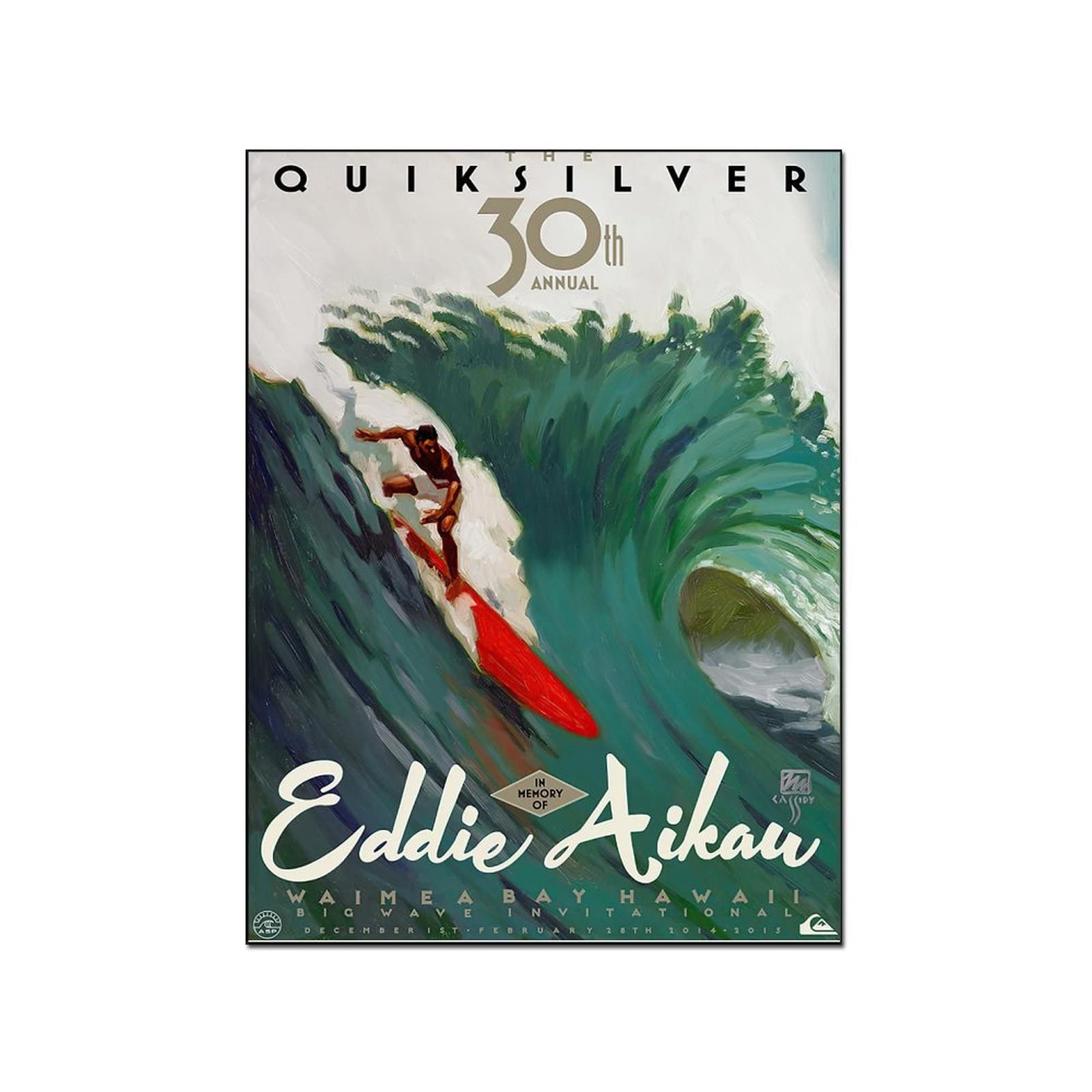 Eddie Aikau Surfing Hawaii Wall Art Print - Premium Canvas Painting Poster for Home Decor (24x32 inches, 60x80cm) - Perfect for Living Room, Bedroom & Office - Waves Surfing Nature Inspired Hawaiian Decor