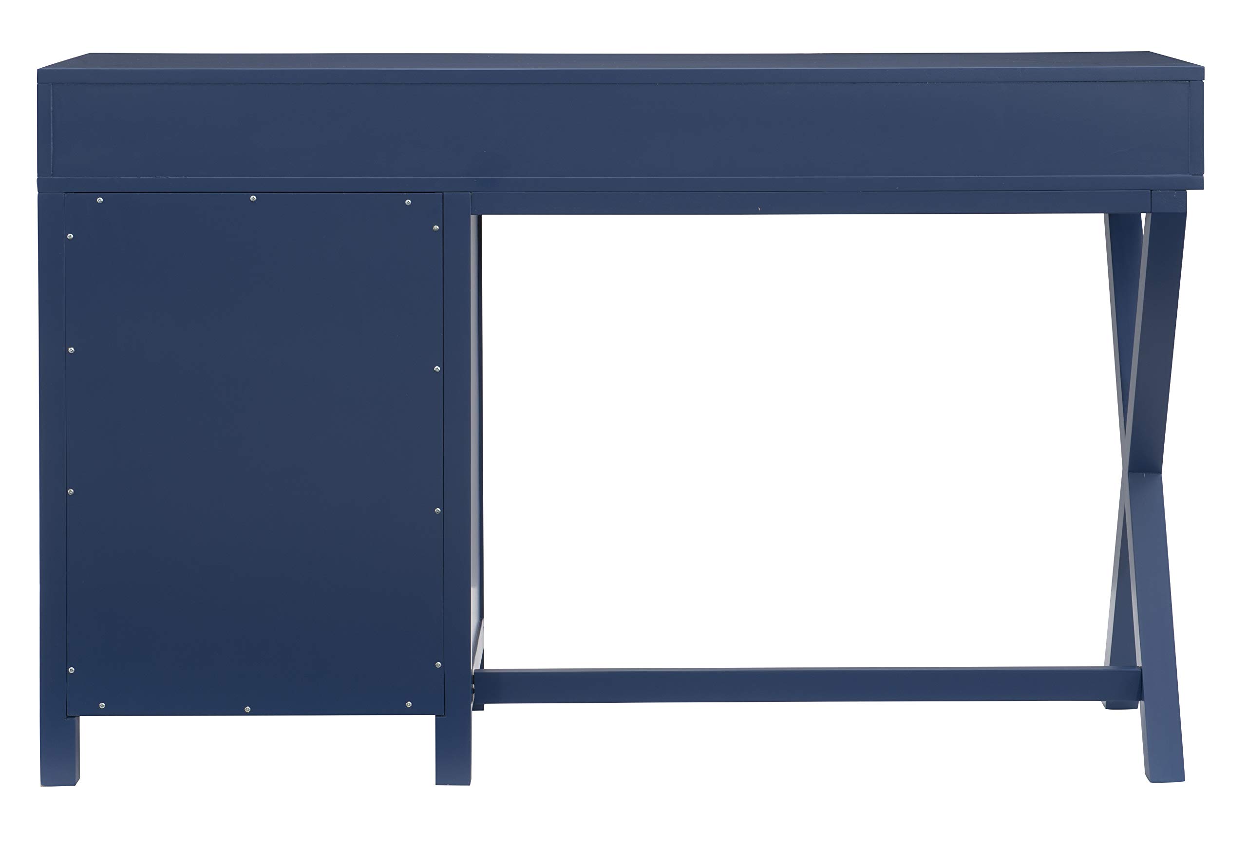 Linon Sadie Navy Blue Modern Classic Side Storage Desk - Stylish Home Office Furniture with Drawers for Organization | Perfect for Small Spaces, Dorm Rooms & Workspaces
