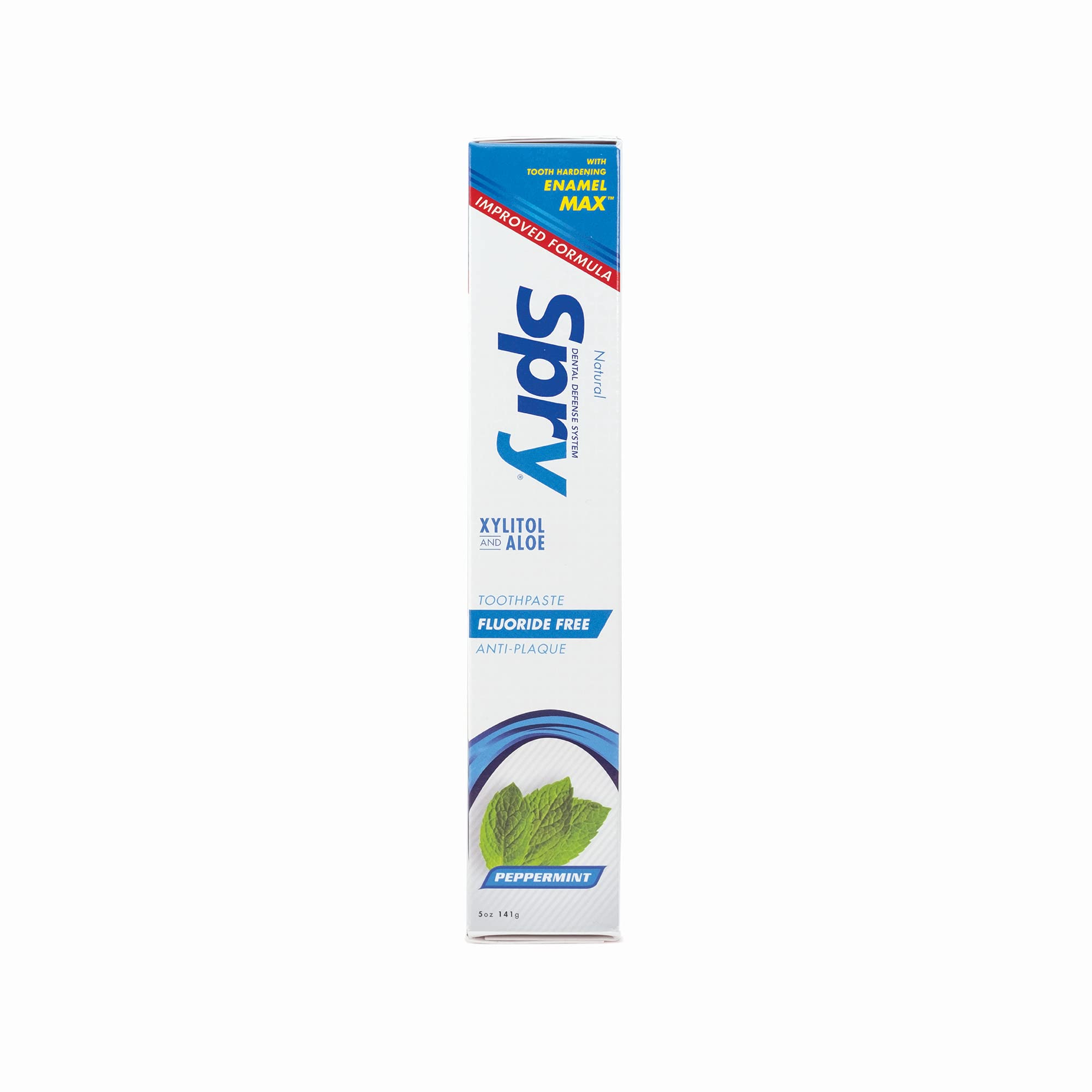 Spry Xylitol Toothpaste 5oz - Fluoride Free Natural Toothpaste for Adults & Kids, Whitening & Breath Freshening with Peppermint (Pack of 6) | Gentle Oral Care for Daily Use & Travel