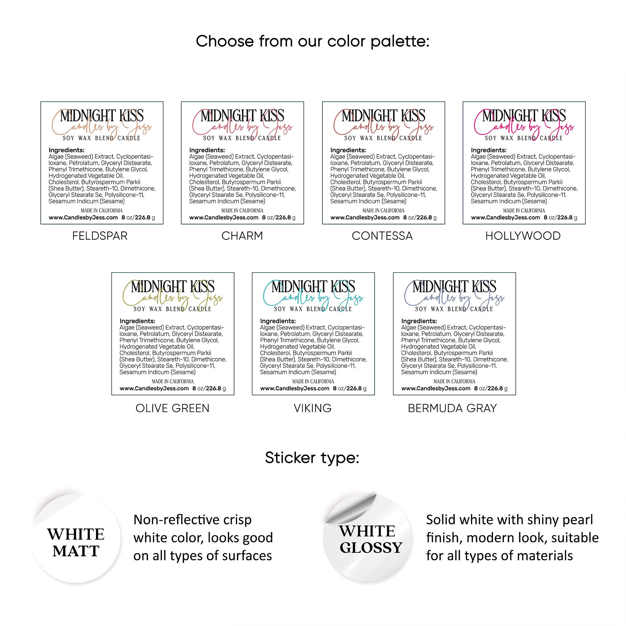 Custom Square Ingredient & Cosmetic Labels - Personalized Product Stickers for DIY Projects | Square Candle Labels, Logo Stickers for Home & Business Use