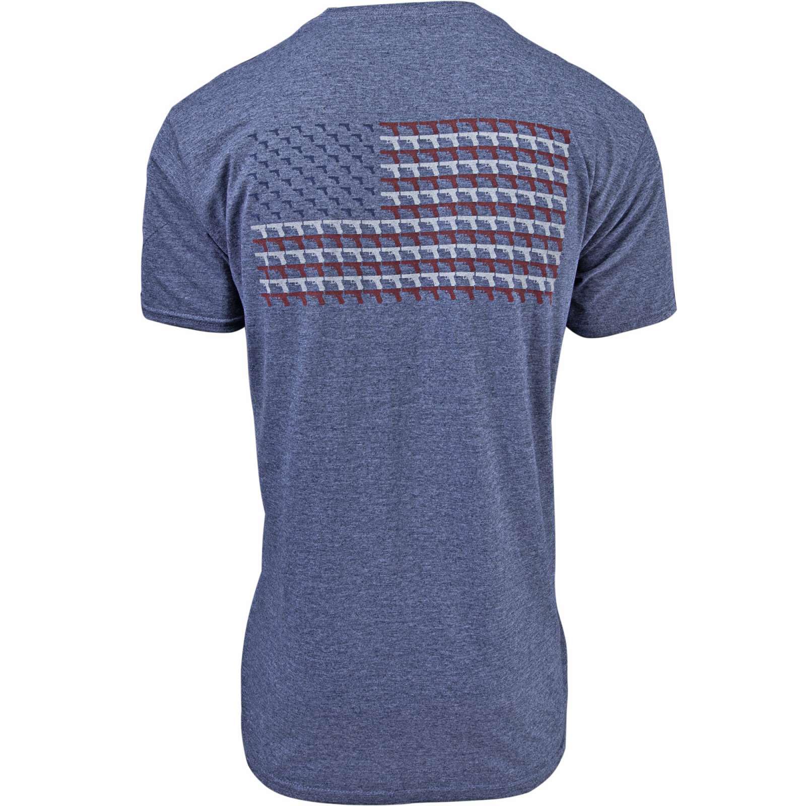 Glock AA75157 American Flag Heather Navy Large Short Sleeve T-Shirt - Patriotic Casual Wear for Men, Comfortable Cotton Blend Tee for Everyday Use, Outdoor Activities, and Fourth of July Celebrations
