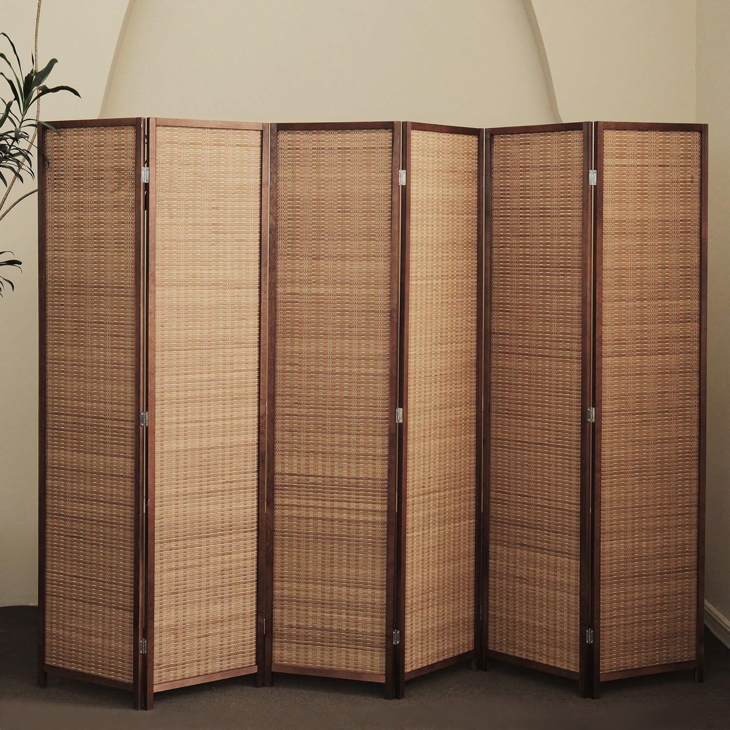 6 Panel Bamboo Room Divider Folding Screen - 67