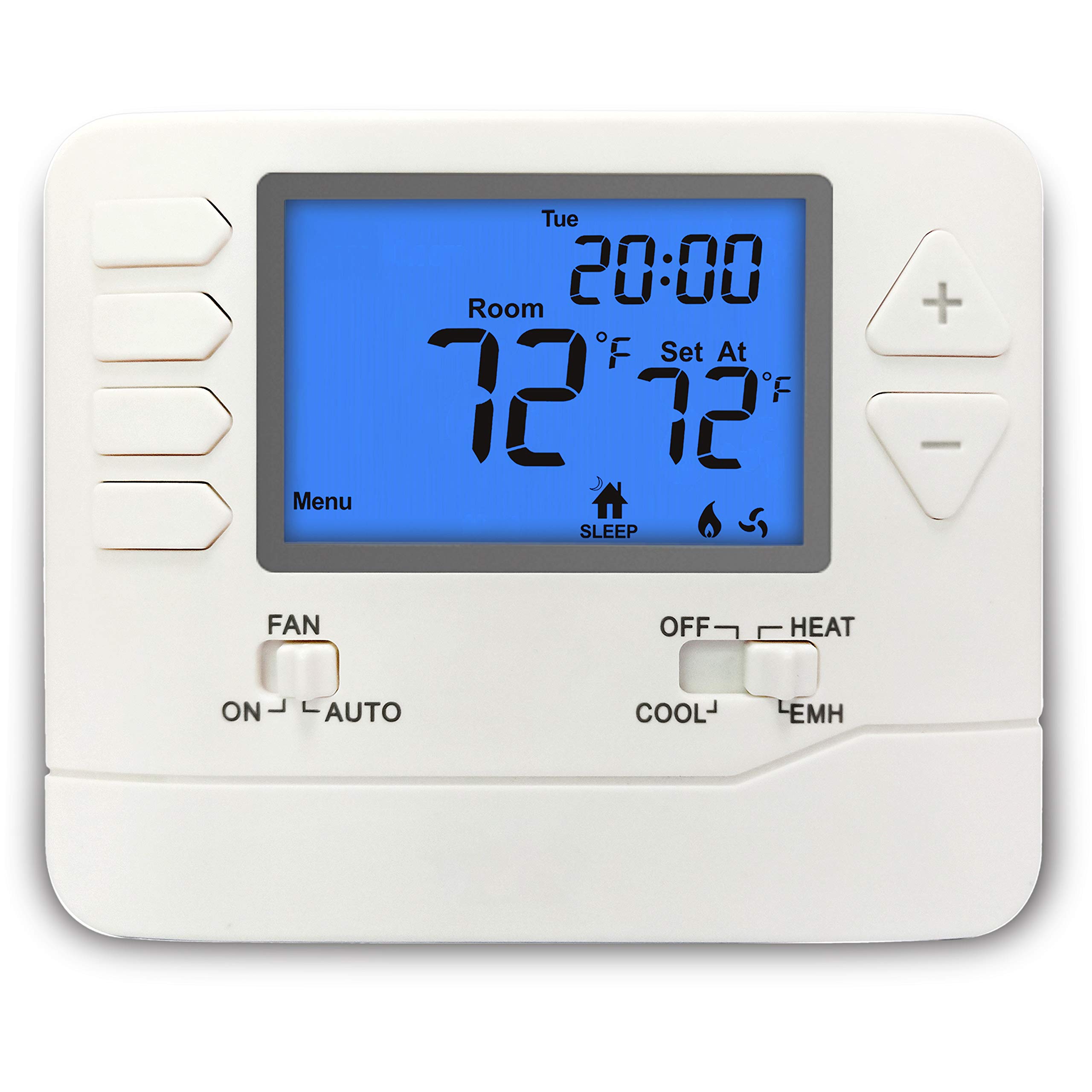 ELECTECK Nonprogrammable Heat Pump Thermostat - Large Digital LCD Display, Compatible with Multi-Stage HVAC Systems (2 Heat/1 Cool) - Works with Electric, Gas & Oil Furnaces - Perfect for Home, Office & Basement Temperature Control (White)