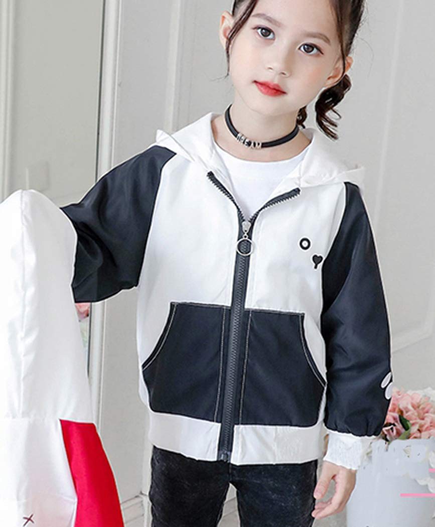 ASHER FASHION Girls Lightweight Animal Print Hooded Raincoat Jacket with Pockets - Waterproof Winter Outerwear for School, Playdates & Outdoor Activities