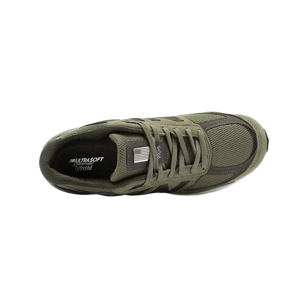 New Balance 990 V5 Running Shoes for Men - Covert Green | Lightweight Cushioned Sneakers for Jogging, Walking & Gym Workouts