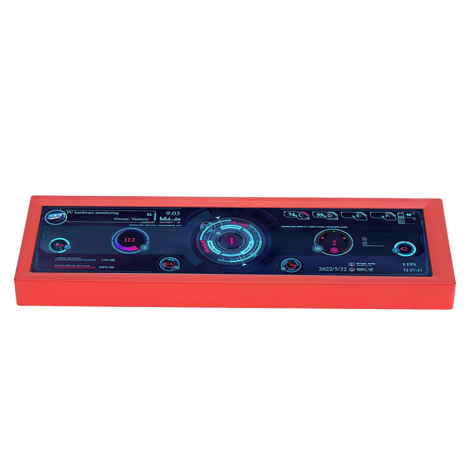 Sxhlseller 8.8 Inch PC Temperature Monitor with HD IPS 1920x480 LCD Screen - CPU/GPU Data Secondary Display (Red) for Gaming Rigs, Workstations & PC Builds - Perfect for Real-Time System Monitoring & Custom PC Setups