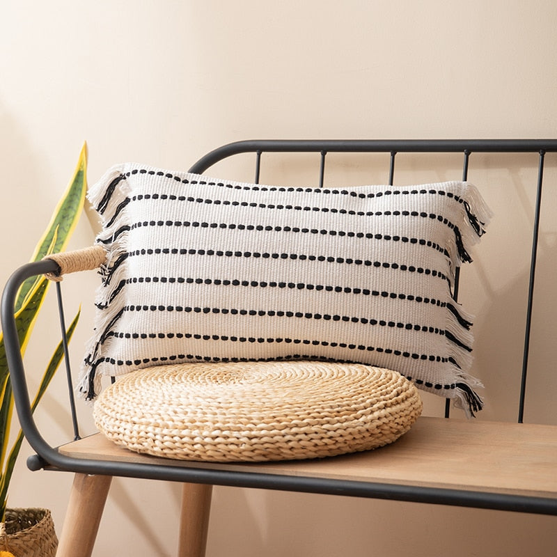 Premium Contrast Stitch Cotton Pillow Cover - Decorative Throw Pillow Case for Sofa, Bed & Home Decor - 18x18 Inches