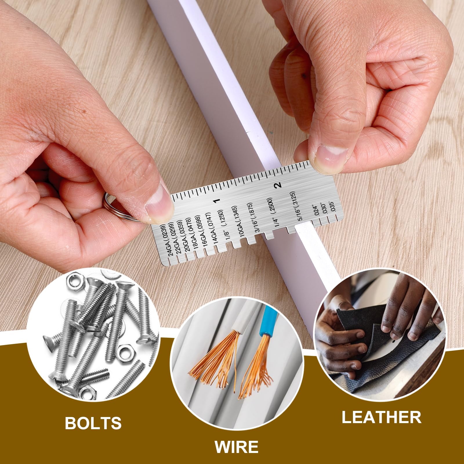 3Pcs Stainless Steel Welding Thickness Gauge - Metal Sheet & Wire Size Measurement Tool for Welding, Metalworking & DIY Projects | Accurate Plated Thickness Inspection Gauge for Professionals & Hobbyists