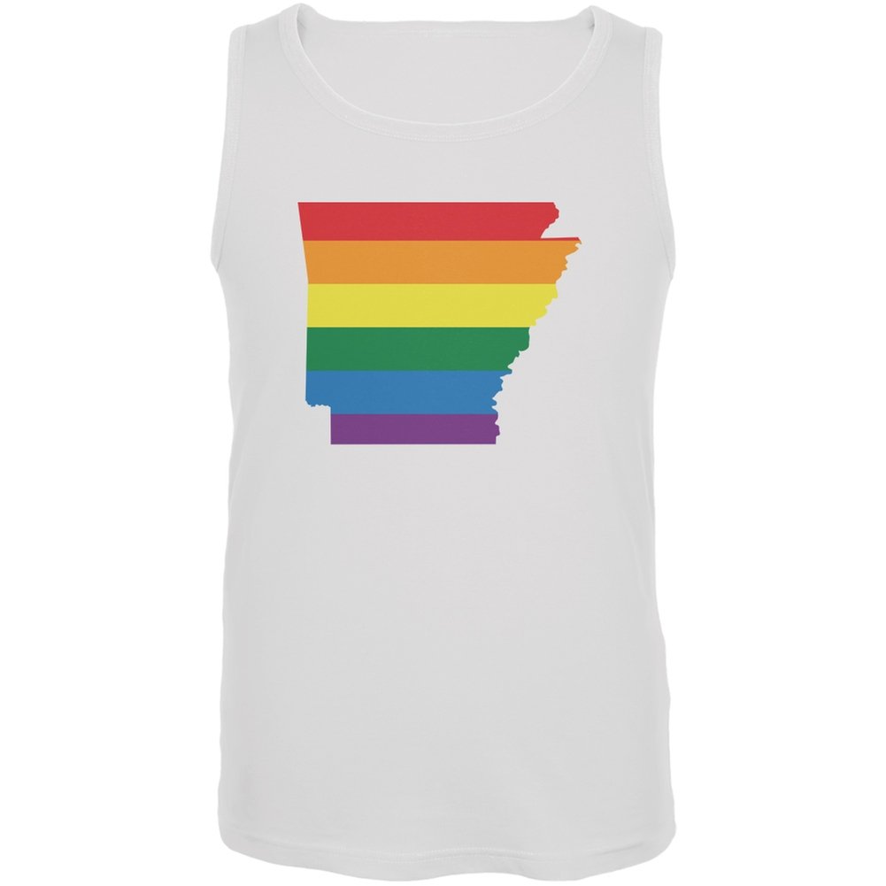 Arkansas LGBT Gay Pride Rainbow White Adult Tank Top - Large | Comfortable & Stylish for Pride Parades, Festivals & LGBTQ+ Events