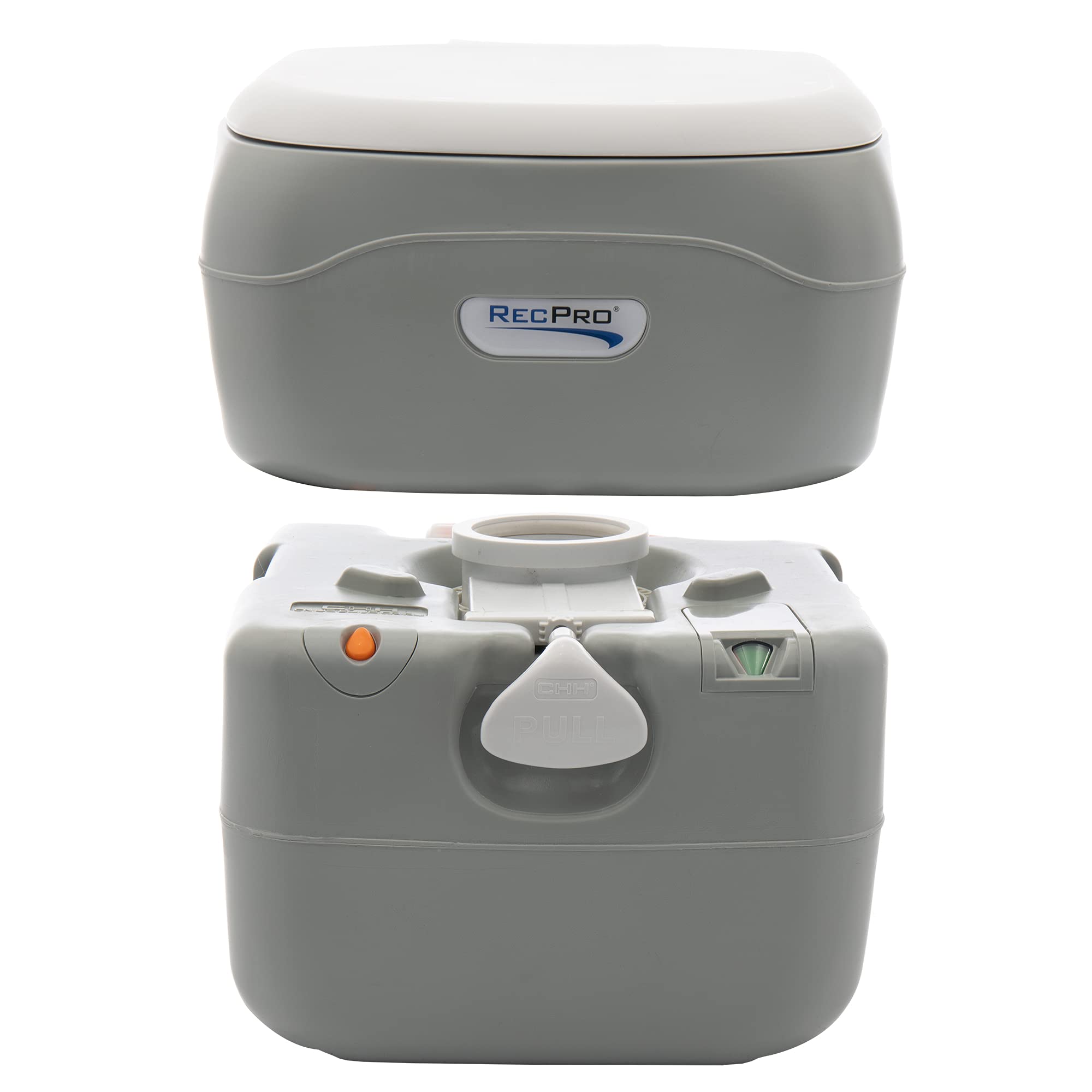 RecPro RV Toilet 5.8 Gallon Portable - Lightweight Camping & Travel Toilet with Level Indicator | 12L Fresh Water Tank & 22L Waste Tank | Perfect for RVs, Campers, Boats & Outdoor Adventures