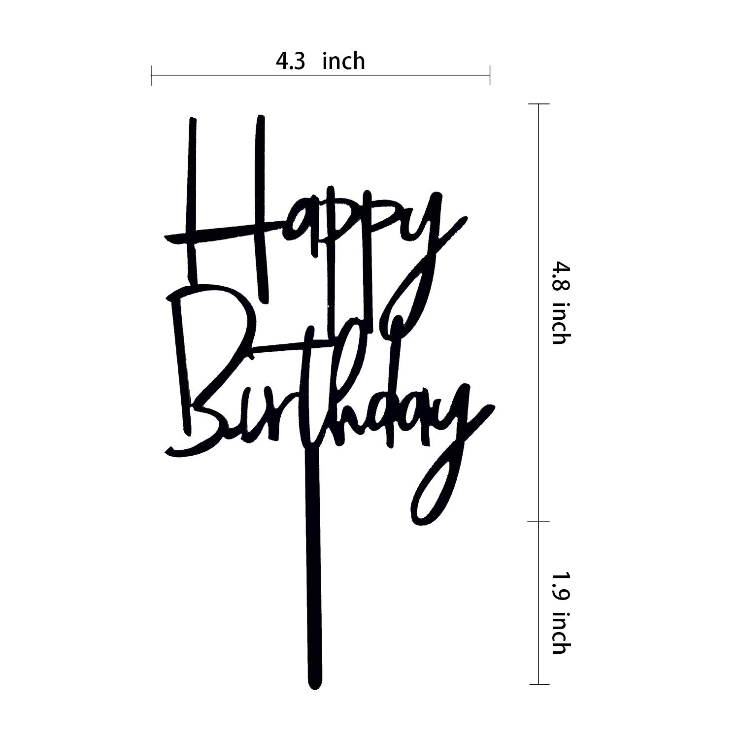 Happy Birthday Cake Topper - Elegant Black Acrylic Party Decoration for Birthday Cakes, Cupcakes & Desserts - Perfect for Birthday Parties, Baby Showers & Special Celebrations