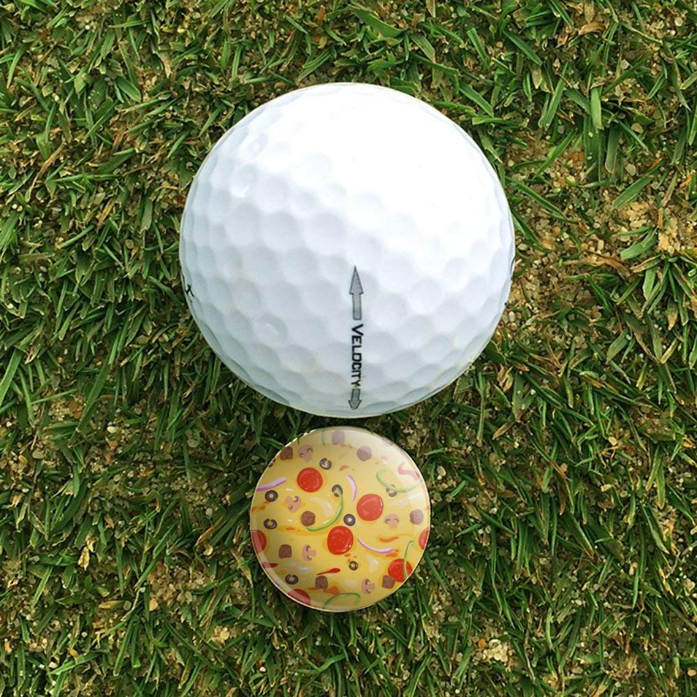 GRAPHICS & MORE Golf Hat Clip with Magnetic Ball Marker - Pizza Pattern Featuring Pepperoni, Olives & Onions | Perfect for Golf Accessories & Sports Enthusiasts