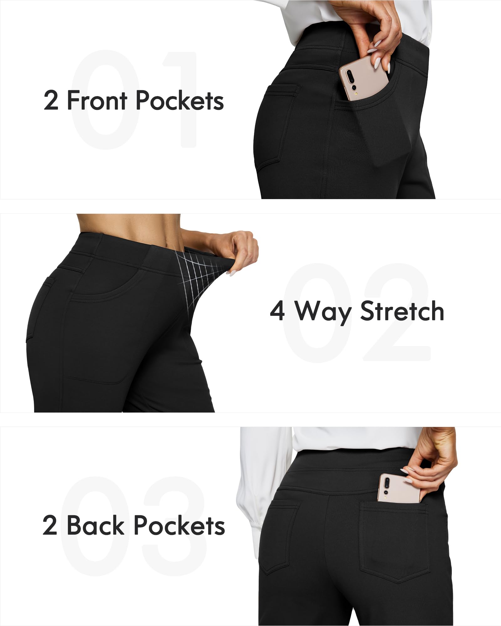 G4Free Flare Yoga Pants with Pockets for Women - Petite/Regular/Tall Sizes, Bootcut Leggings for Work, Yoga & Winter Warmth - Perfect for Office, Gym & Casual Wear