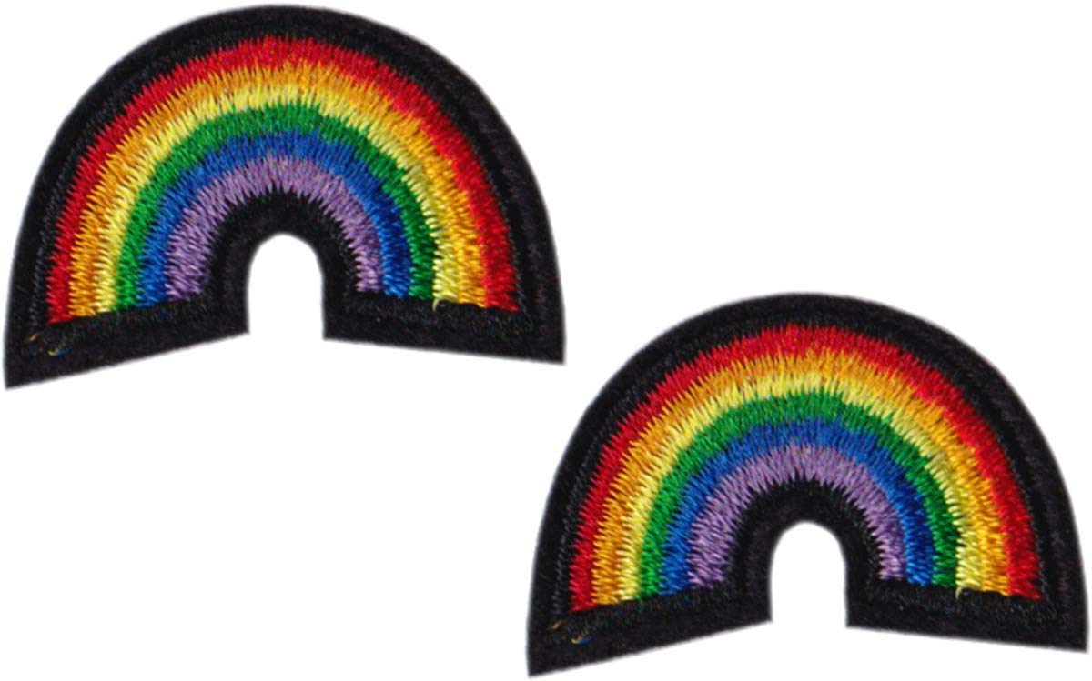 Rainbow Iron-On Patches - 2 Pack Embroidered Applique for DIY Crafts, Clothing & Accessories - Perfect for Denim Jackets, Backpacks & Home Decor