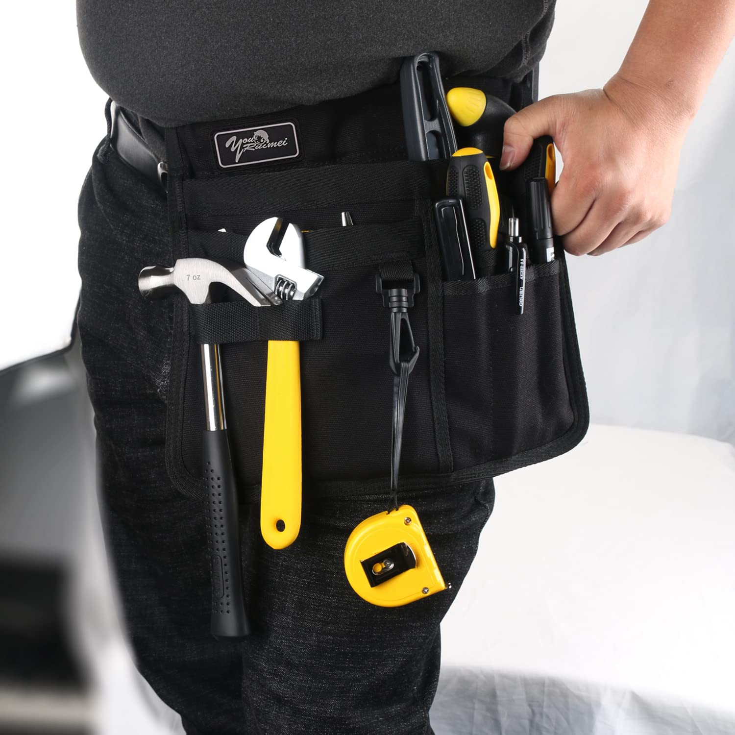 Heavy Duty Tool Belt Pouch for Electricians & Technicians - Multi-Pocket Waist Tool Organizer Bag with Durable Construction for Construction, HVAC & Home Repairs (Black) - Perfect for Job Sites, Workshops & DIY Projects