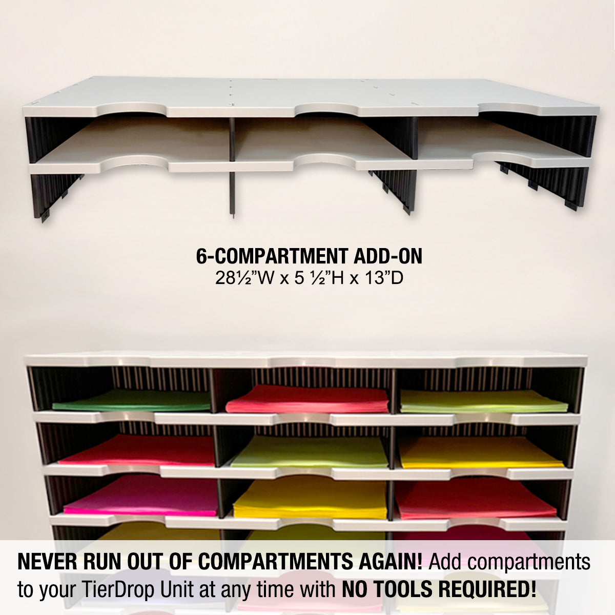 6-Tier Desktop Organizer with Letter Tray, Vertical File Holder & 3 Drawers - TierDrop™ Modular Office Organizer for Vertical Space Saving - Perfect for Home, Office & Workspace Organization (Files, Supplies, Documents)
