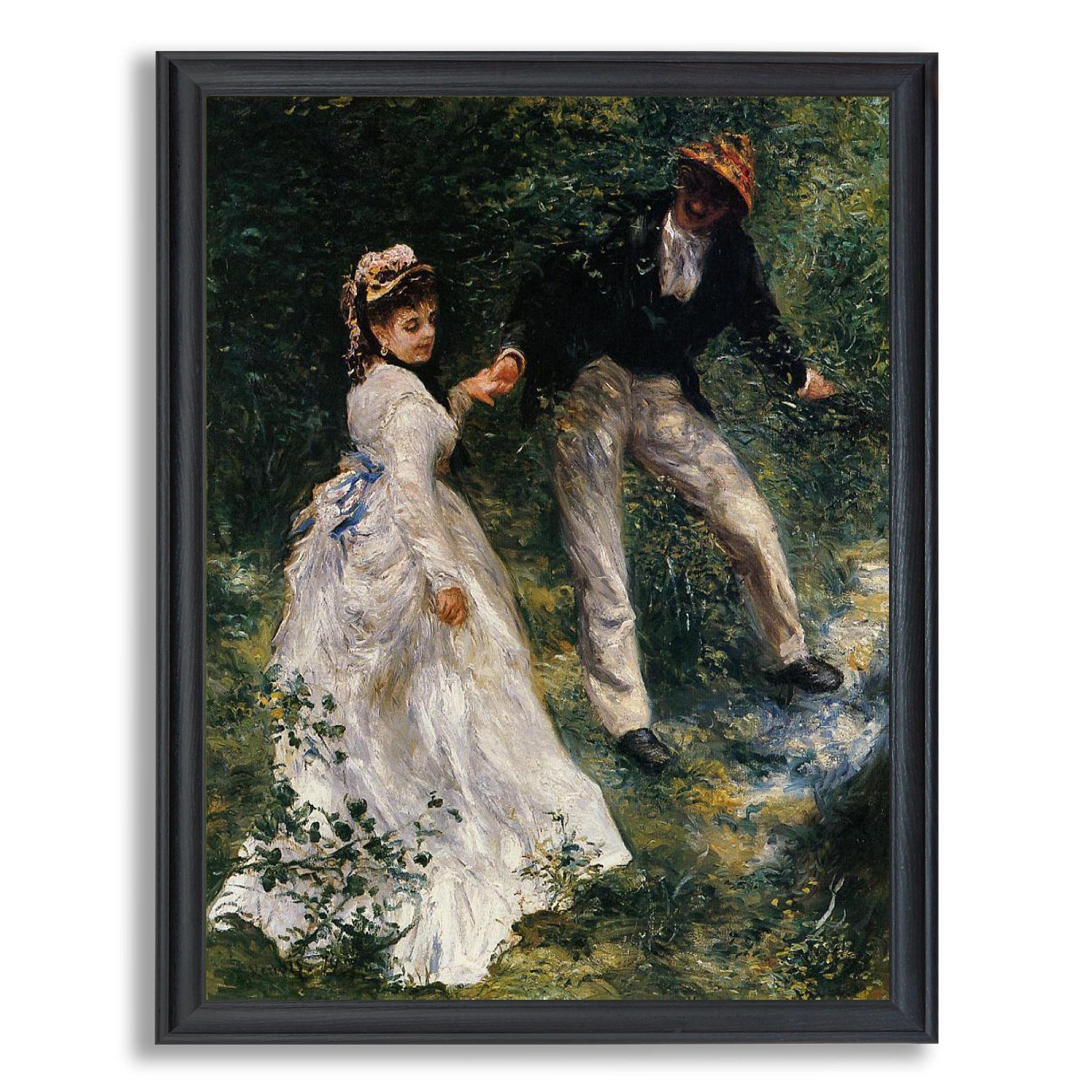 Pierre Renoir The Promenade Framed Canvas Wall Art - Fine Art Painting Reproduction in Wood Frame - Home & Office Decor for Bedroom & Living Room - Perfect Gift for Art Lovers & Wall Decoration