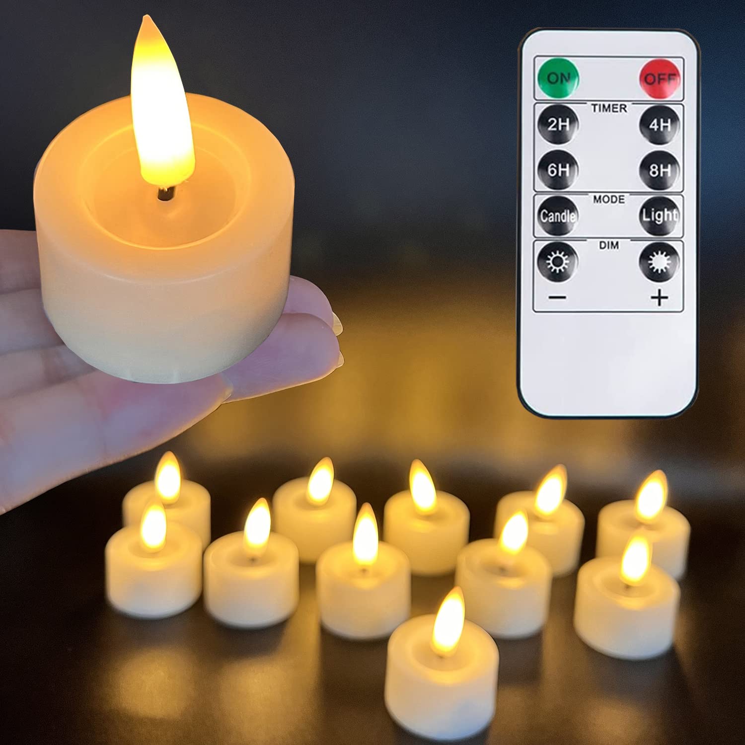 Battery Operated LED Tea Lights with Timer & Remote Control - Flameless Votive Candles for Valentine's Day, Weddings, Home Decor & Outdoor Lighting - Romantic Flickering Electric Candles for Table Centerpieces, Dinner Parties & Holiday Decorations