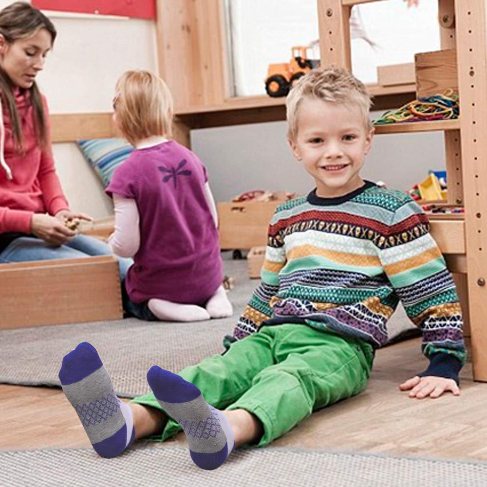 Comfoex Boys Athletic Socks 6 Pairs - Breathable Ankle Socks with Half Cushion for Little & Big Kids - Perfect for Running, School & Daily Activities