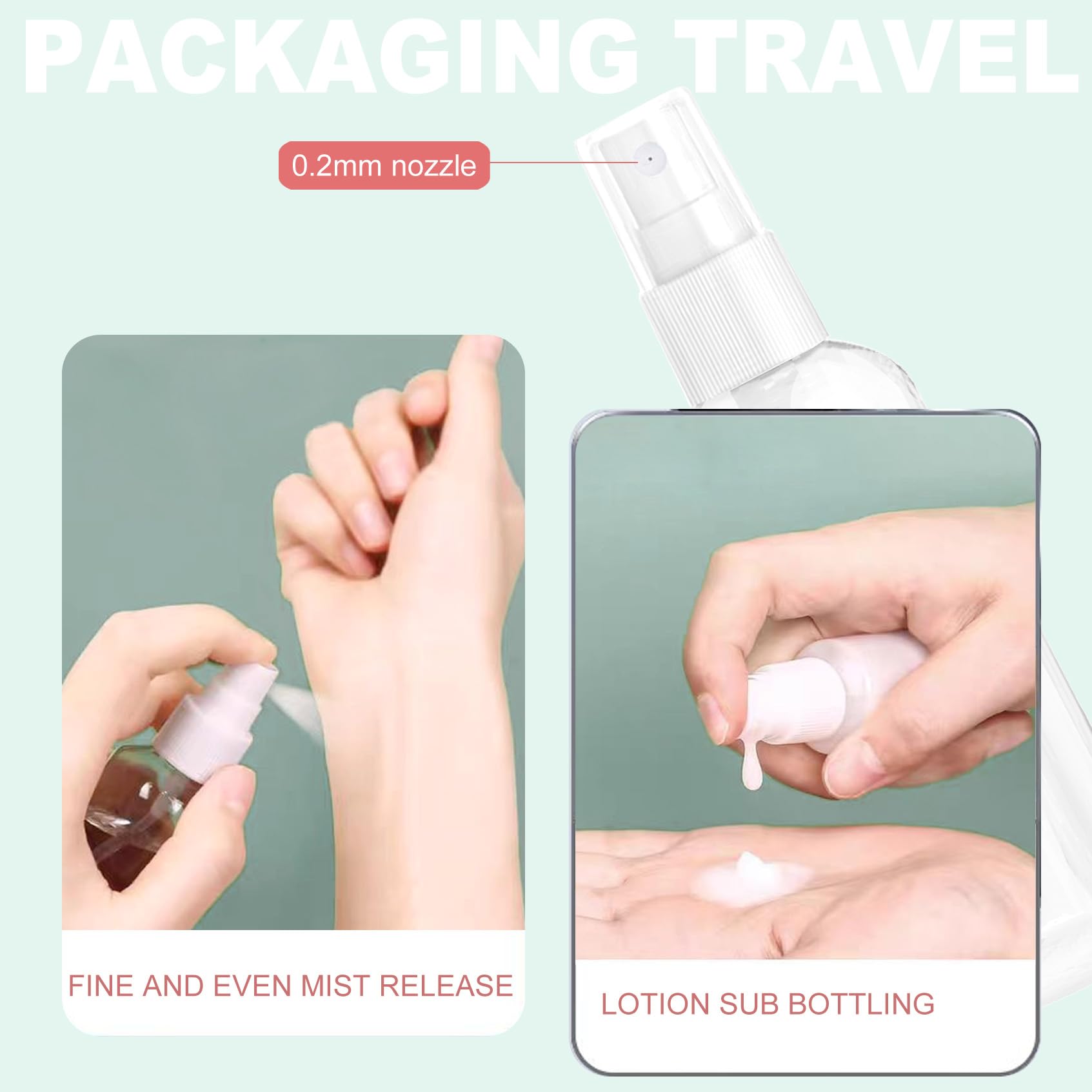 Small Spray Bottles Set - 2 Pack 50ml & 2 Pack 100ml Clear Empty Fine Mist Plastic Refillable Travel Containers for Perfume, Hair Care, Cleaning Solutions & DIY Projects