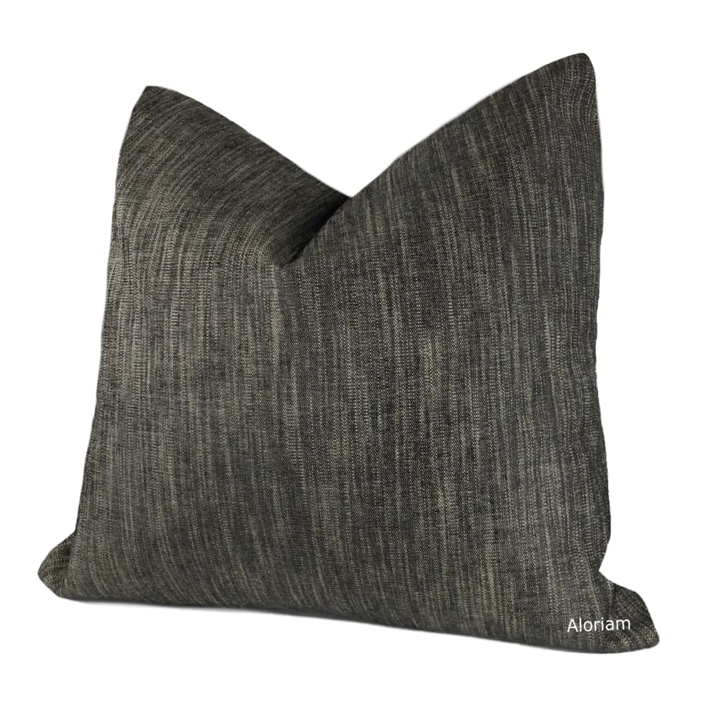 Presley Charcoal Gray Black Beige Tweed Pillow Cover - Elegant Decorative Throw Pillow Case for Sofa, Bed, Couch & Home Decor