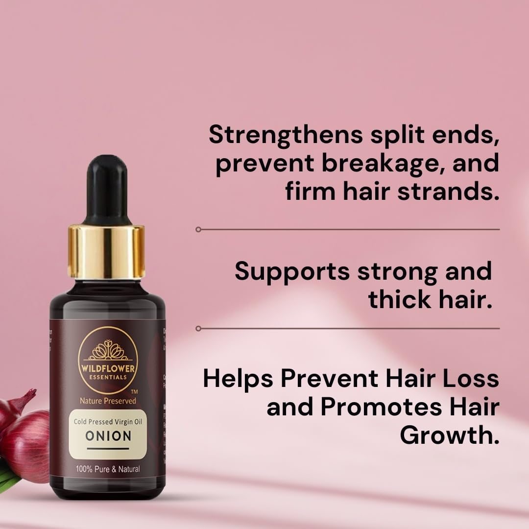 Pure Onion Oil for Hair Growth & Skin Care - 100% Cold Pressed, Natural & Organic (30ml) - Promotes Thicker Hair, Scalp Health & Glowing Skin - Perfect for Daily Hair & Skin Routine