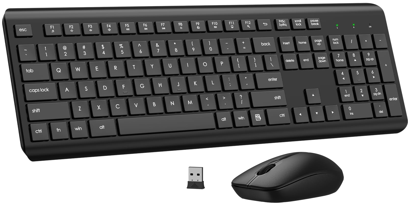 Wireless Keyboard and Mouse Combo - Full Size Ergonomic Silent Keyboard with Optical Mouse, 2.4G Lag-Free Connection, Long Battery Life for PC, Mac, Laptop, Windows - Perfect for Office, Gaming & Home Use