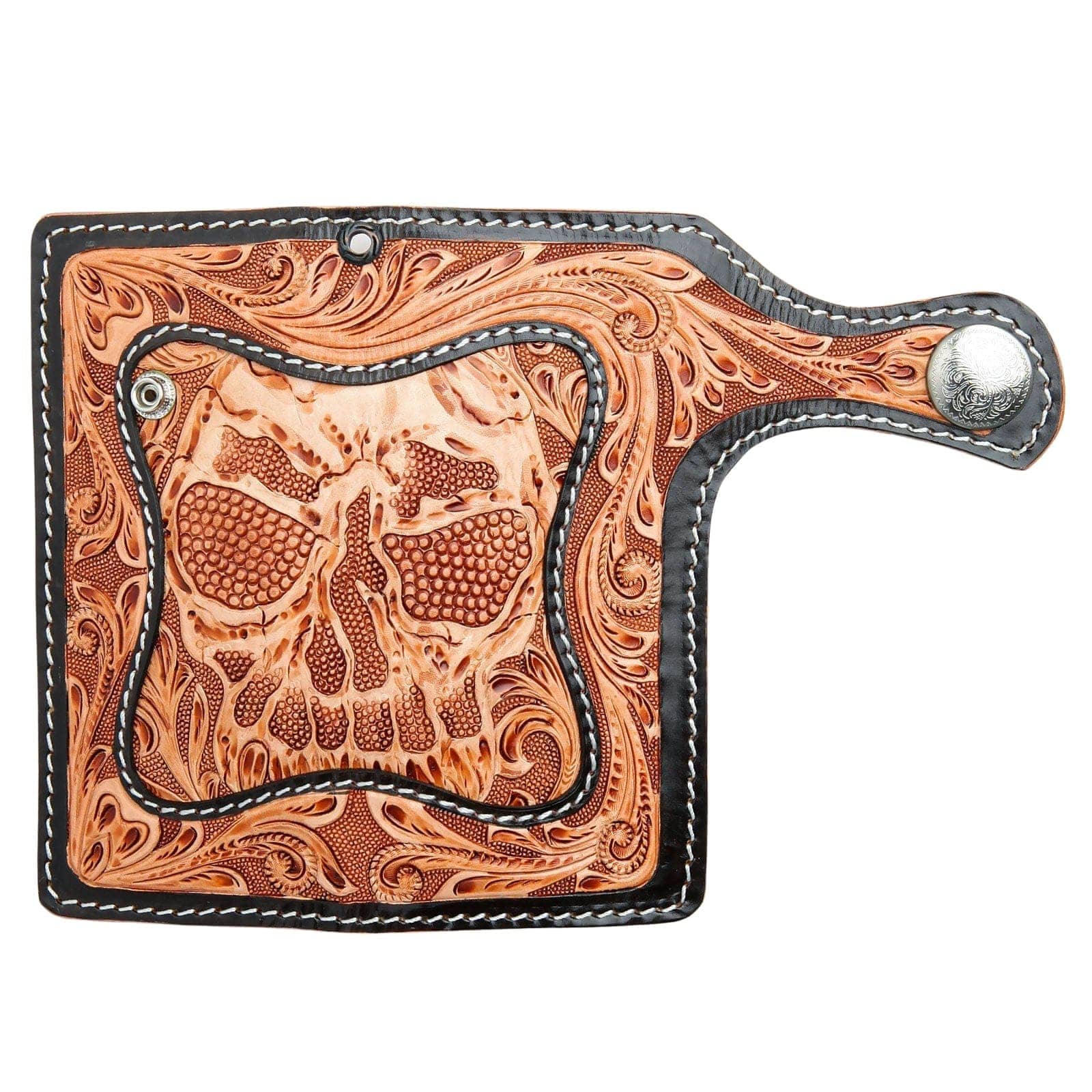 Genuine Cowhide Leather Biker Wallet for Men - Custom Beige & Light Brown | Stylish & Durable Men's Accessory for Motorcycle Riders & Everyday Use