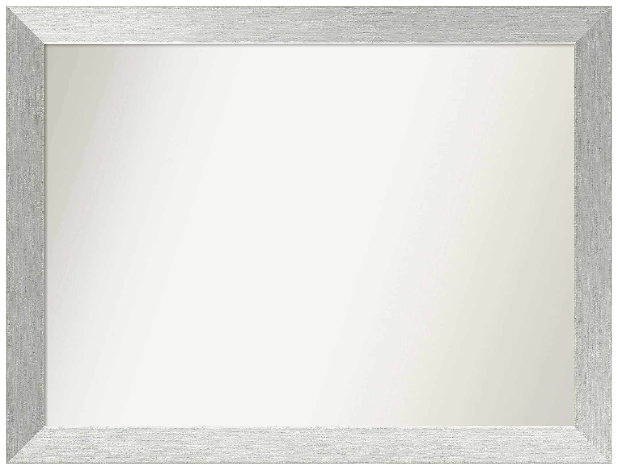 Amanti Art Custom Wall Mirror 28x37 Inches - Brushed Sterling Silver Frame, Non-Beveled Edge - Bathroom, Bedroom, Living Room Decor - Various Sizes Available