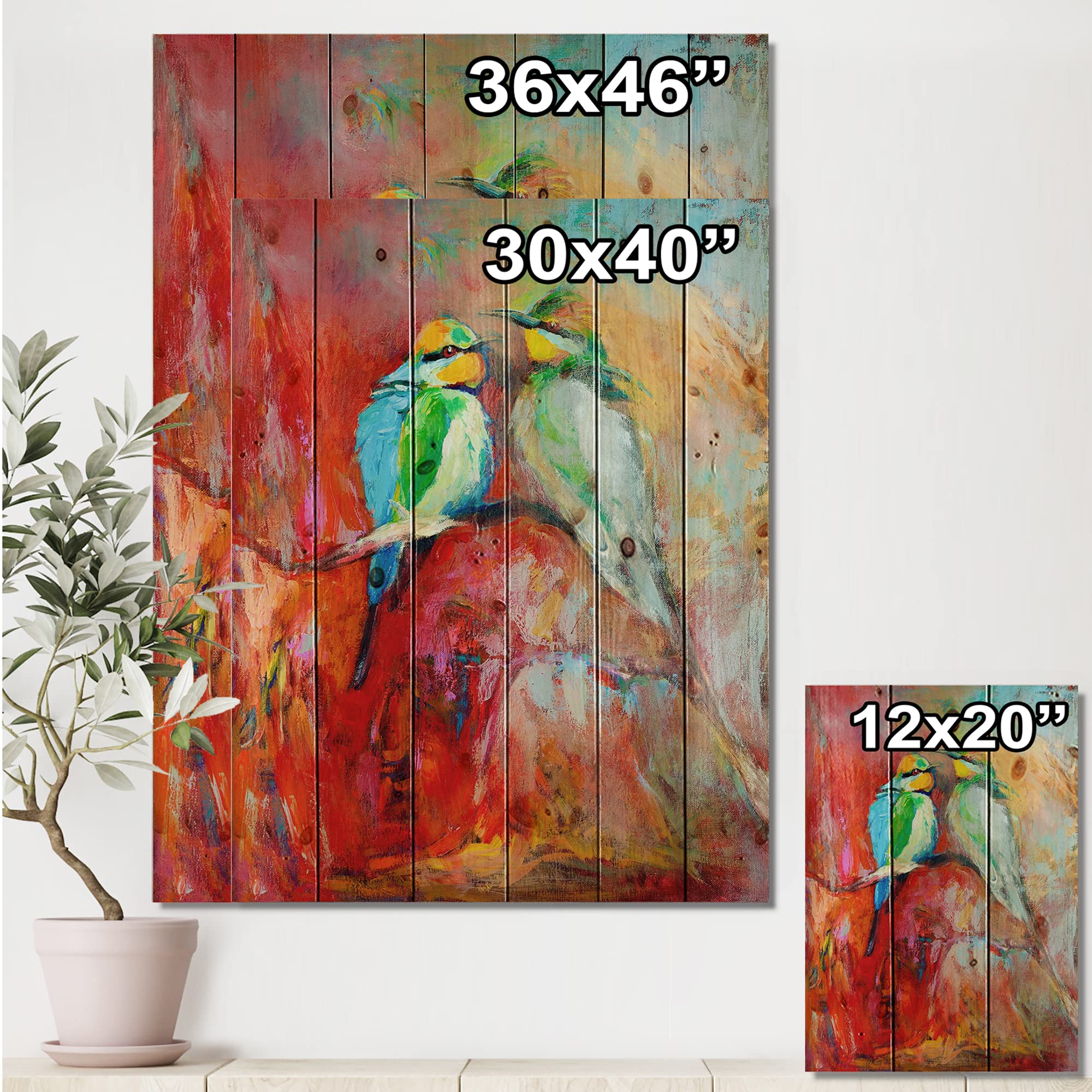 Blue Tailed Bee Eaters on Branch Coastal Wood Wall Art - Handcrafted Pine Wood Decor with Nautical Theme, Large Wooden Wall Panel for Living Room, Bedroom or Beach House Decoration