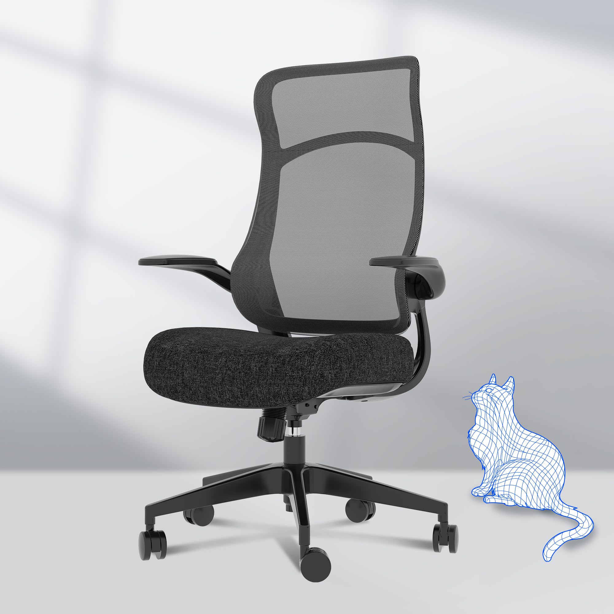 FLEXISPOT Ergonomic Office Chair for Heavy People up to 400LBS - Big & Tall Executive Desk Chair with Flip-Up Armrests & Lumbar Support - Perfect for Home Office, Gaming, and Long Work Sessions - Black