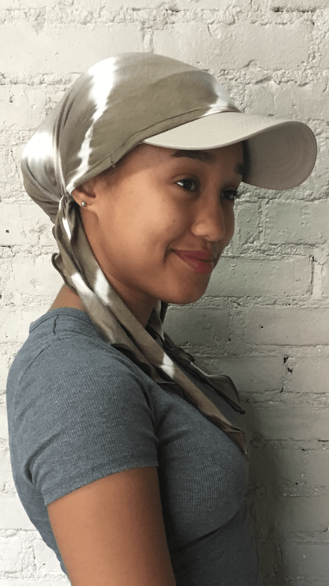 Tie Dye Baseball Cap with Scarf - Soft Jersey Sun Visor Headscarf, Tichel Hijab & Hair Wrap - Beige Brown Adjustable Hat for Women | Perfect for Outdoor Activities, Sports & Fashion Accessories