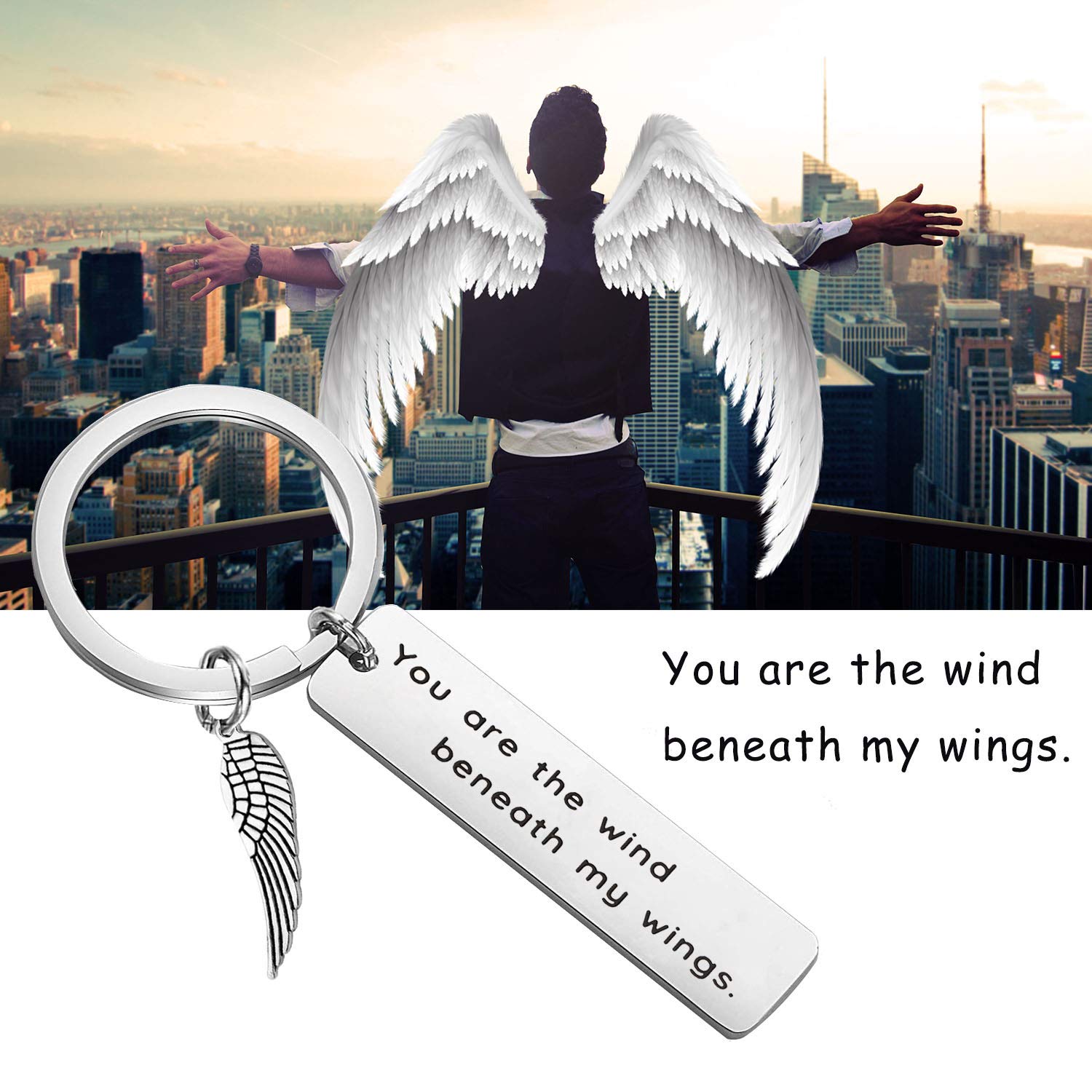PLITI Graduation Thank You Gifts - 'You Are the Wind Beneath My Wings' Inspirational Keychain for Teachers, Students & Achievers - Perfect Graduation Gift, Teacher Appreciation Present & Motivational Keepsake