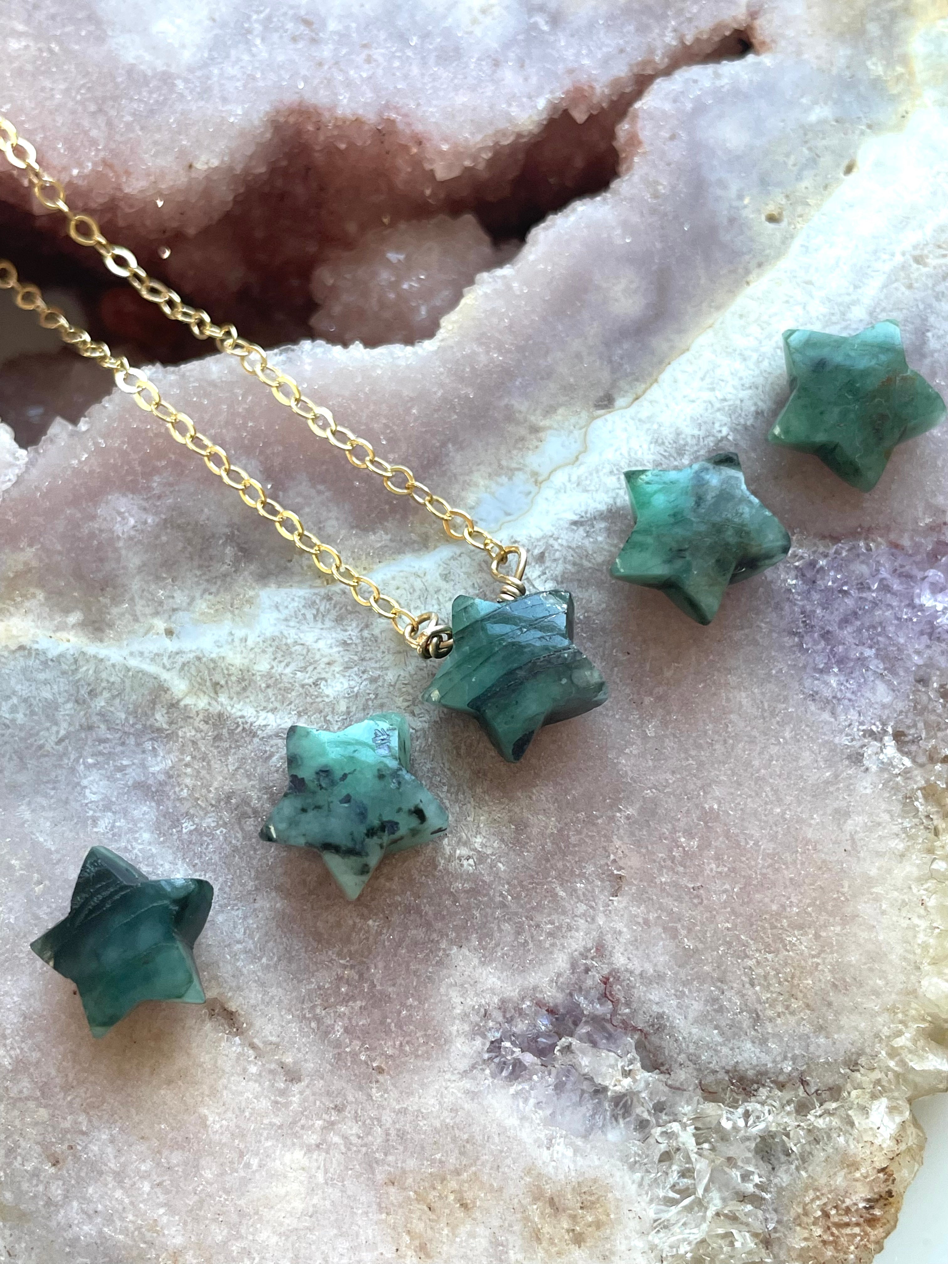 Emerald Star Pendant Necklace - 14K Gold Plated Elegant Jewelry for Women - Perfect Gift for Birthday, Anniversary & Valentine's Day - Ideal for Parties, Weddings & Special Occasions