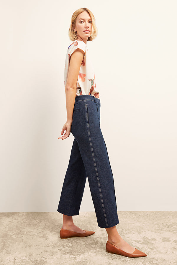 Christy Pant Stretch Denim Suiting - Dark Wash Jeans for Women | Comfortable Office Wear & Casual Outfits