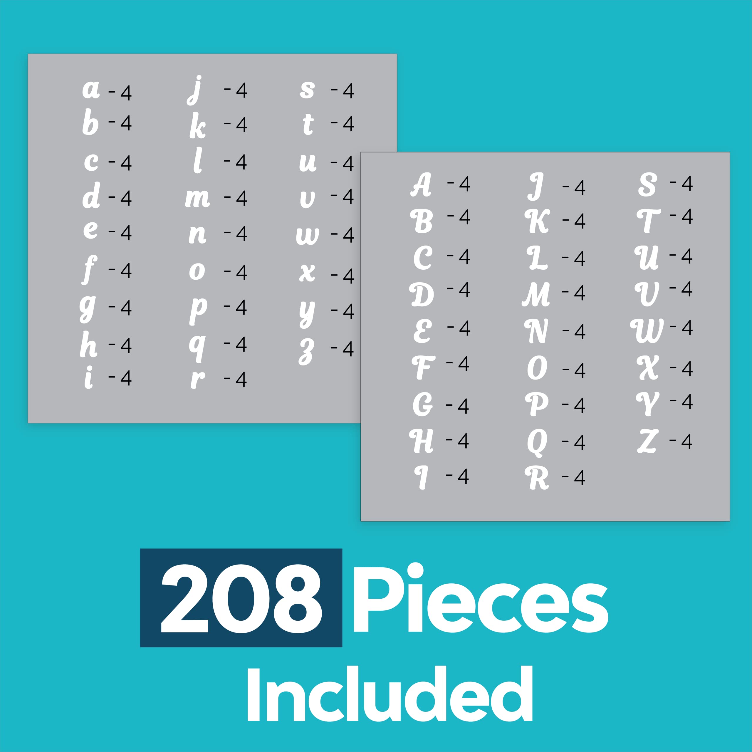 208pcs White Iron On Letters for Fabric & Clothing - 1.5