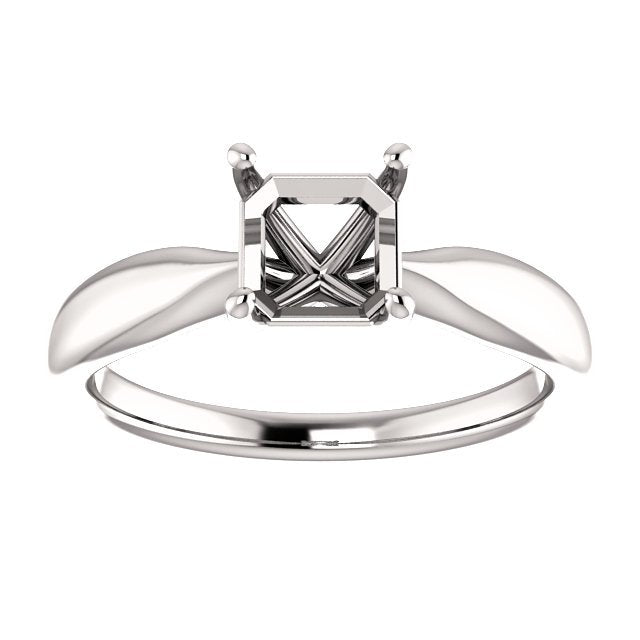 14KT White Gold Tapered Solitaire Engagement Ring Setting - Fits Any Diamond Size & Shape - Perfect for Proposals, Anniversaries & Special Occasions