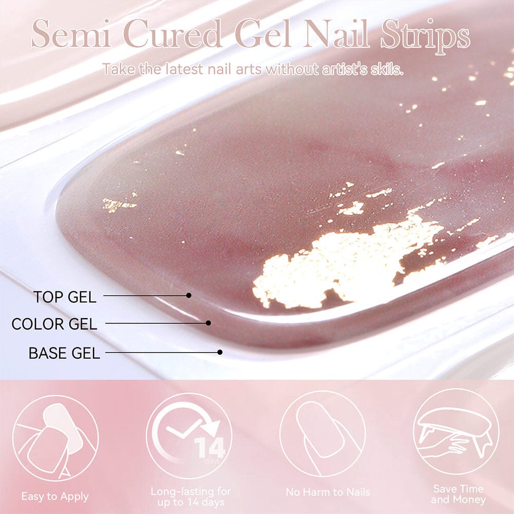 20 Tips Pink Semi Cured Gel Nail Strips N019 - DIY Salon Quality Nails at Home | Perfect for Parties, Weddings & Everyday Wear (US Only)