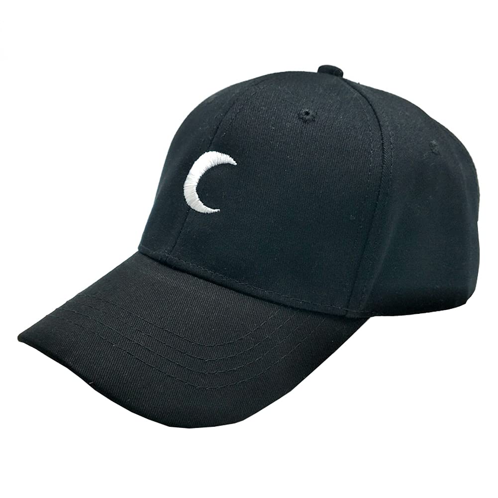 Furtony Adjustable Cotton Baseball Cap with Moon Pattern Embroidery - Stylish Hip-Hop Hat for Men & Women - Perfect for Streetwear, Outdoor Activities and Fashion Accessories