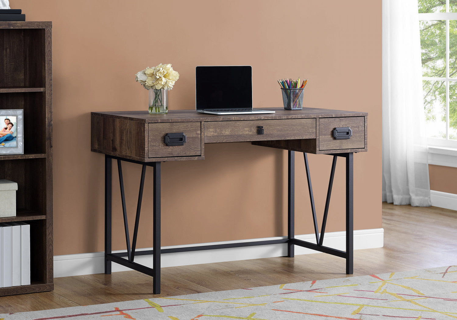 Zava Desk - Modern Brown Wooden Computer Desk for Home Office, Study & Gaming | Ergonomic Design with Spacious Work Surface
