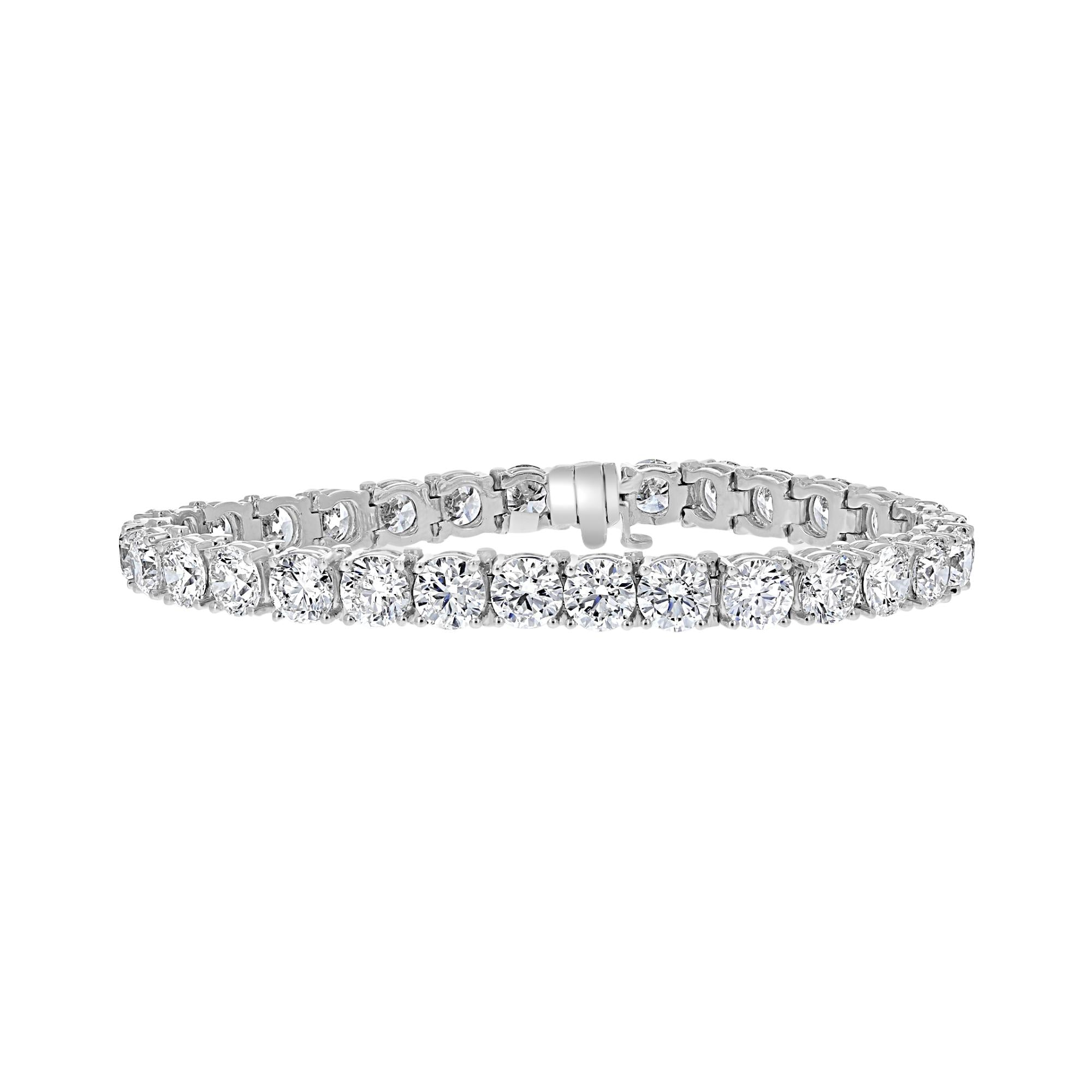 20.76 CTW Platinum Round Diamond Tennis Bracelet - 4 Prong Setting for Women - Perfect for Weddings, Anniversaries & Special Occasions