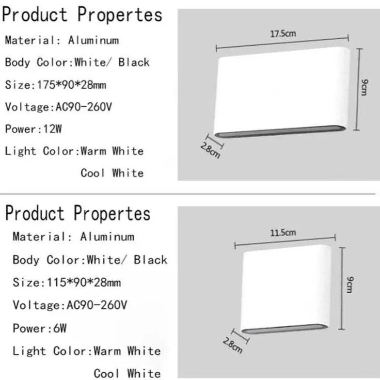 Modern Black Up and Down Wall Lights for Indoor Use - Perfect for Living Room, Bedroom, and Hallway Lighting