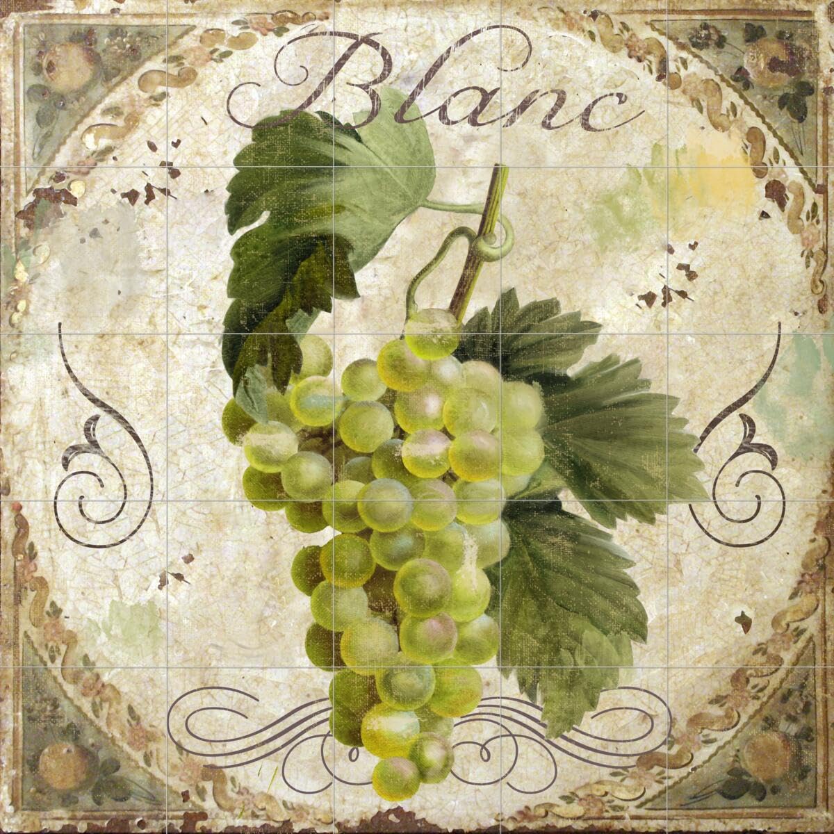 Tuscany Table Blanc Wine Themed Ceramic Backsplash Tile Mural - Elegant Kitchen Wall Decor for Wine Cellar, Bar & Tuscan Style Home
