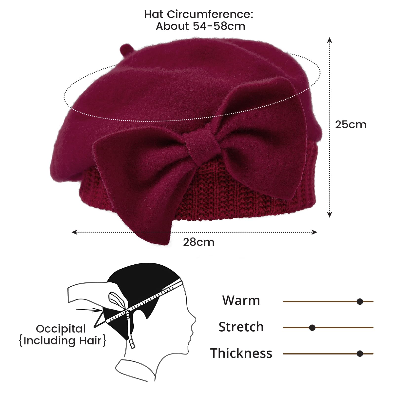 Stylish French Wool Beret Hat for Women - Winter Felt Cloche Beanie & Crochet Knit Beret | Perfect for Fashion, Travel & Outdoor Activities
