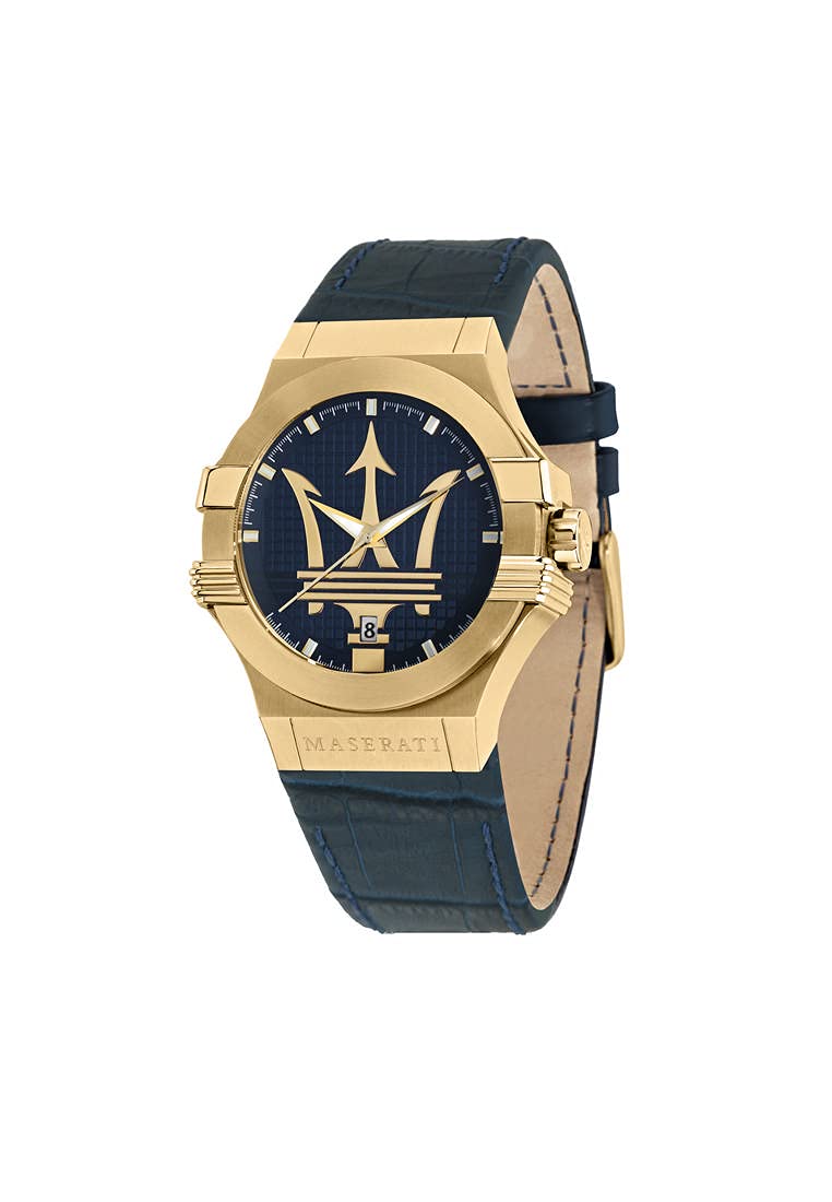 Maserati Men's Potenza R8851108035 Blue Leather Quartz Fashion Watch - Luxury Dress Watch for Business, Formal Events & Gifts